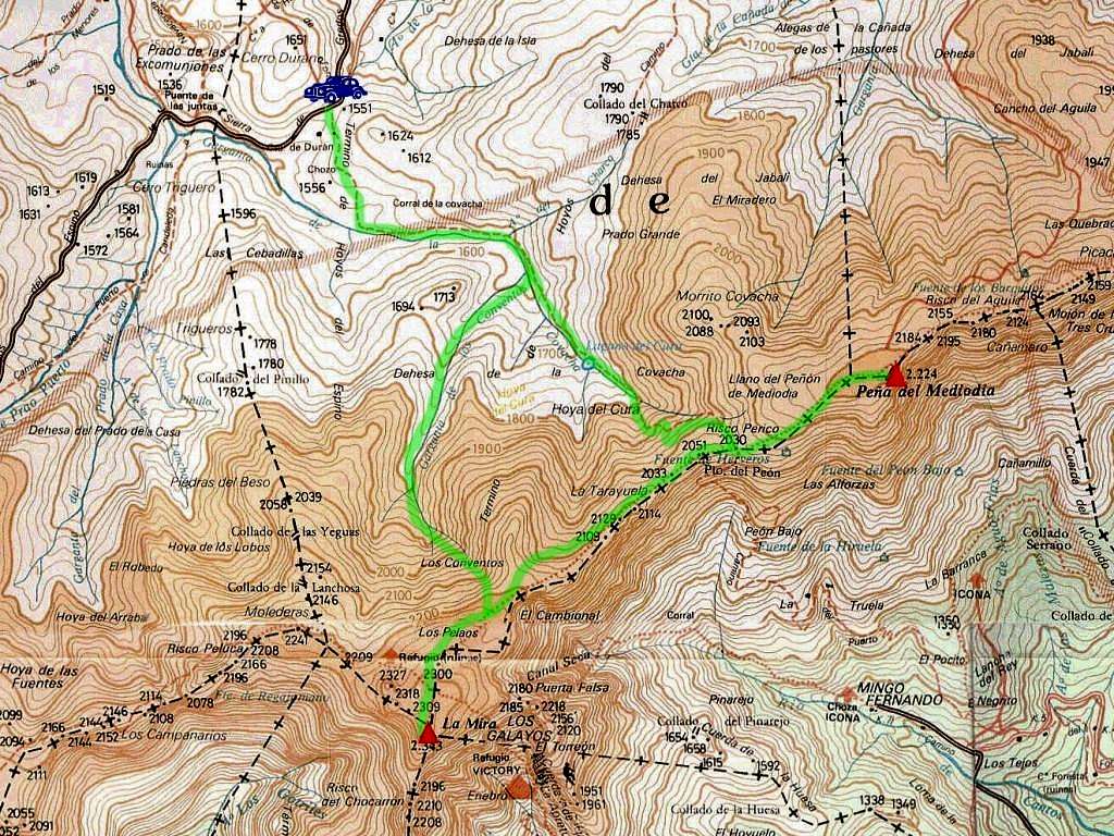 Route to La Mira and Peña del Mediodía from the North