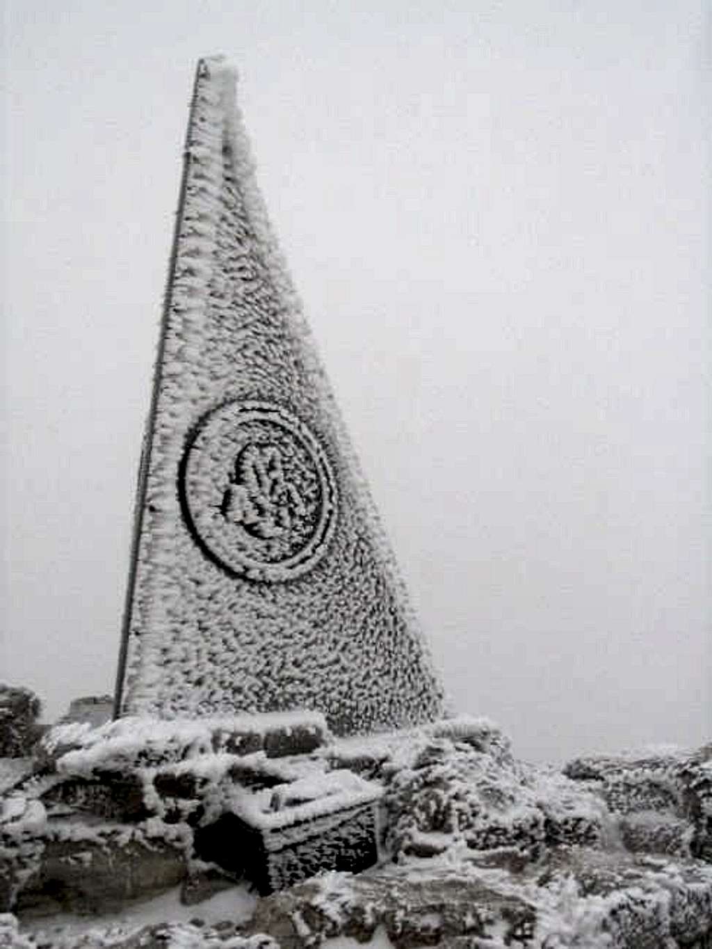Frosty summit marker and...