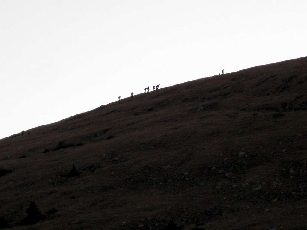 Climbers on the Y ridge