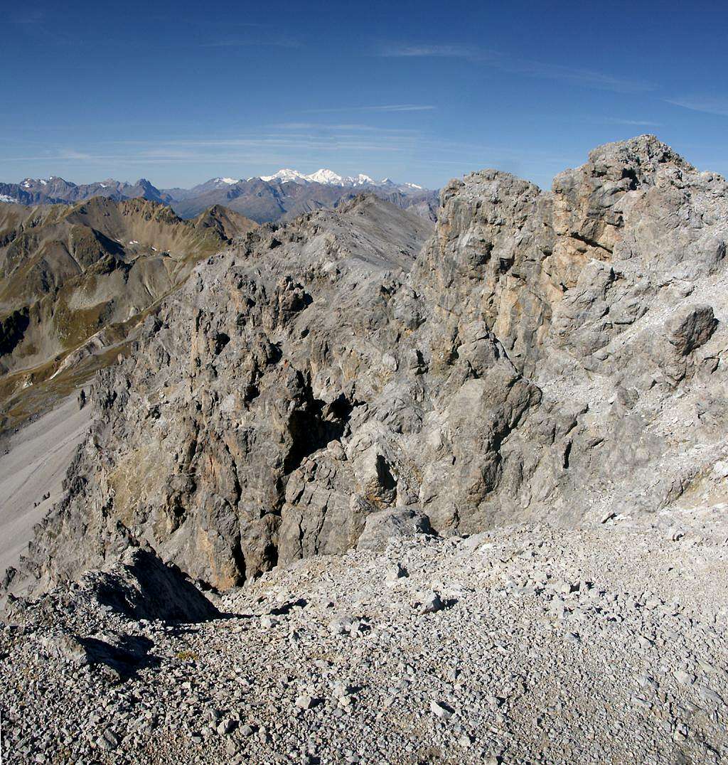Looking across the Piz Umbrail south face