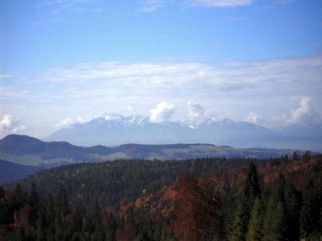 View to Tatra Mountains from Rozdziele Pass on Slovakian - Polish border