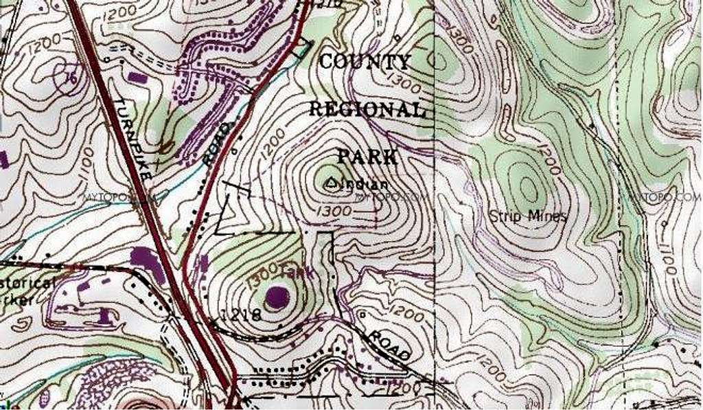 Topo Map Indian Hill in Boyce Park