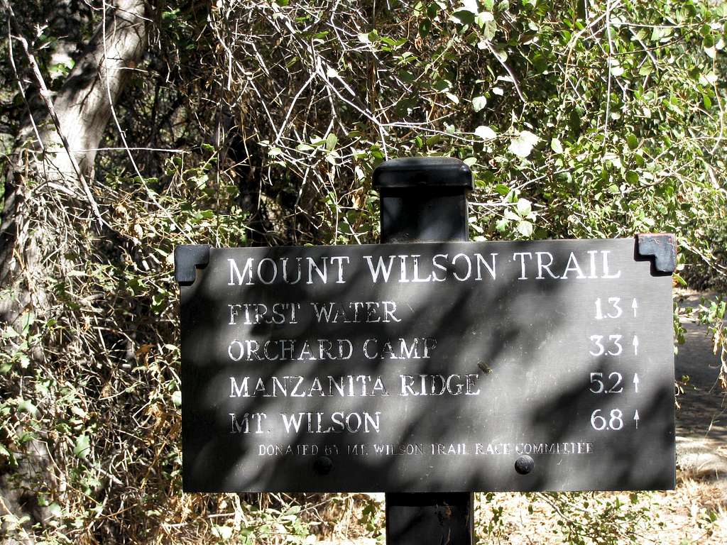 Distances on Mt. Wilson Trail