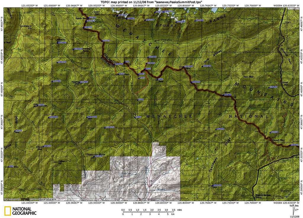 Teanaway Area Topo Map