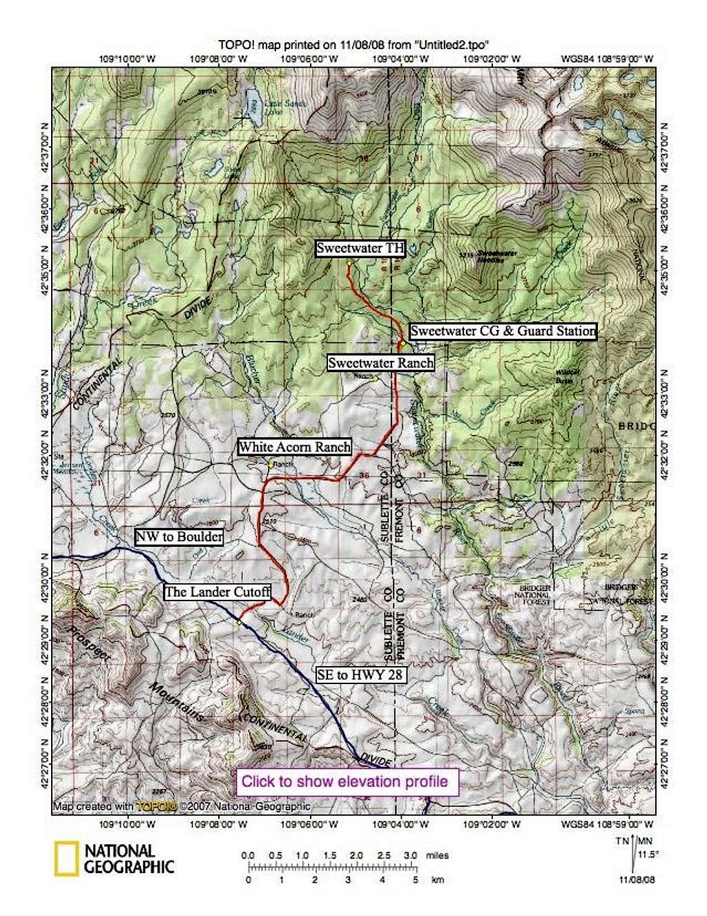 Sweetwater Trailhead access road map