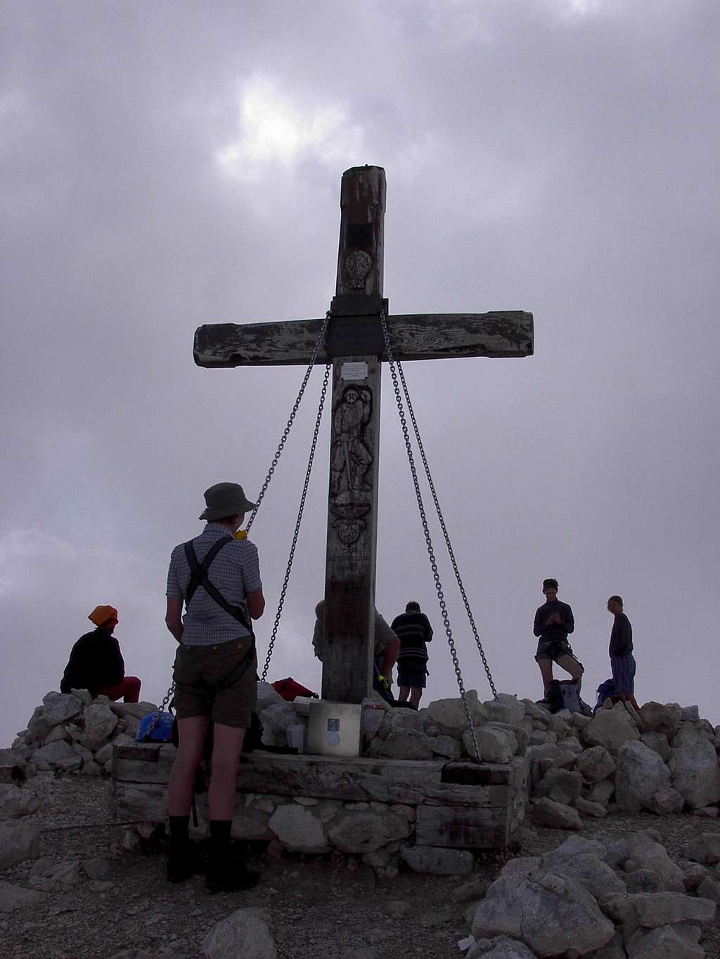Hikers at the summit of Mangart