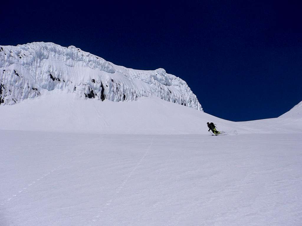 skiing down in perfect conditions