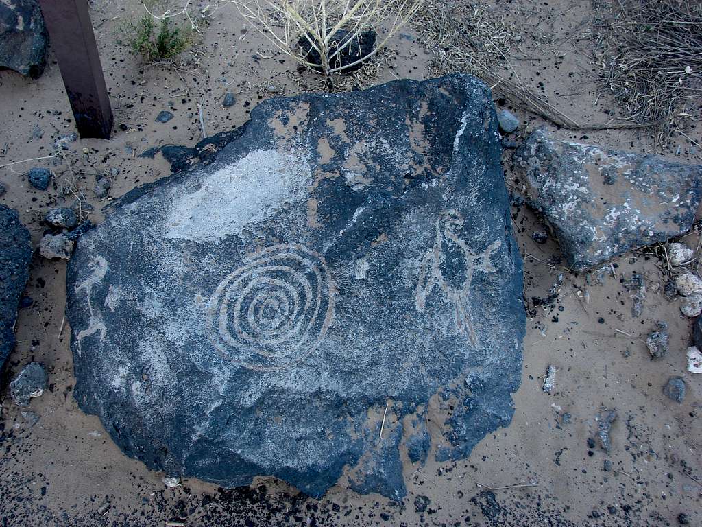 Spiral and Bird Petroglyph