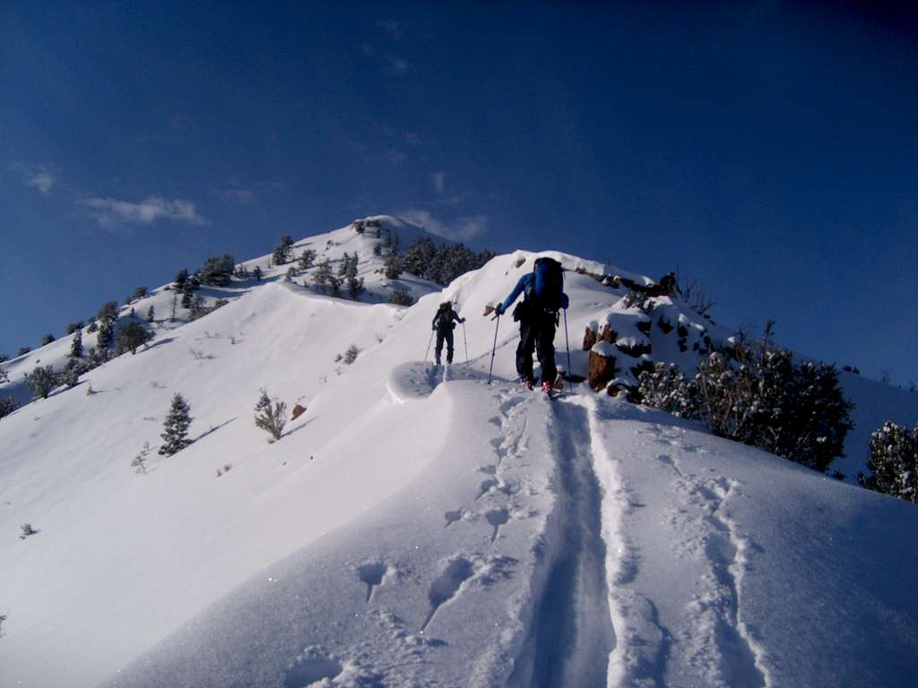 Skiing up Mt Aire