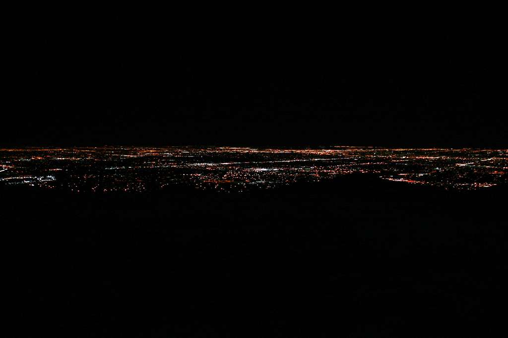 Denver at night from the summit