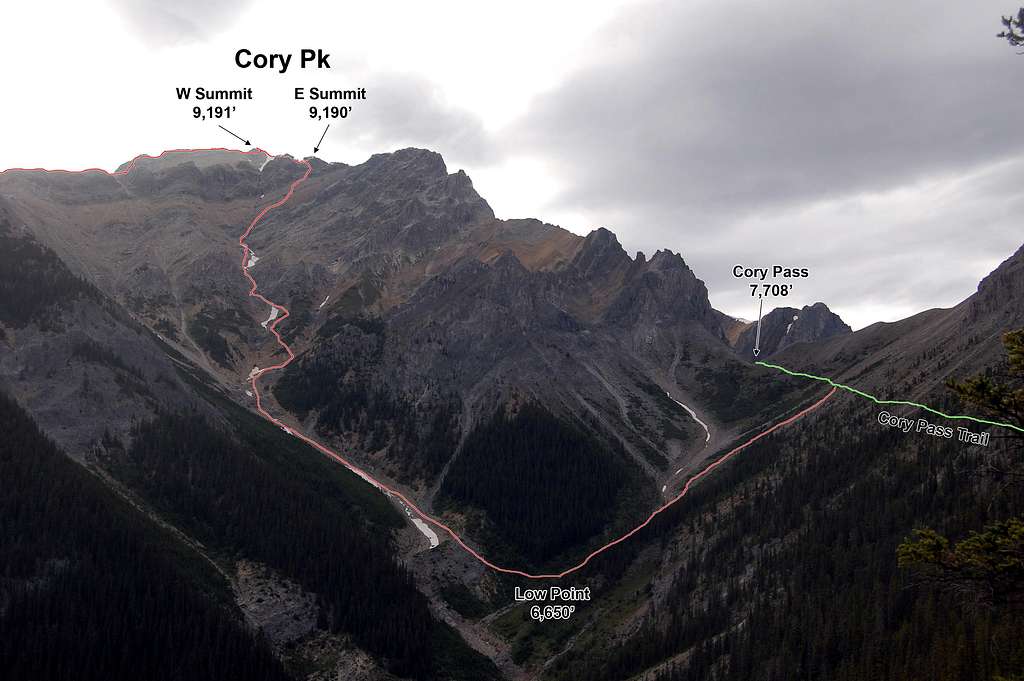 The descent from Cory Peak to Cory Pass
