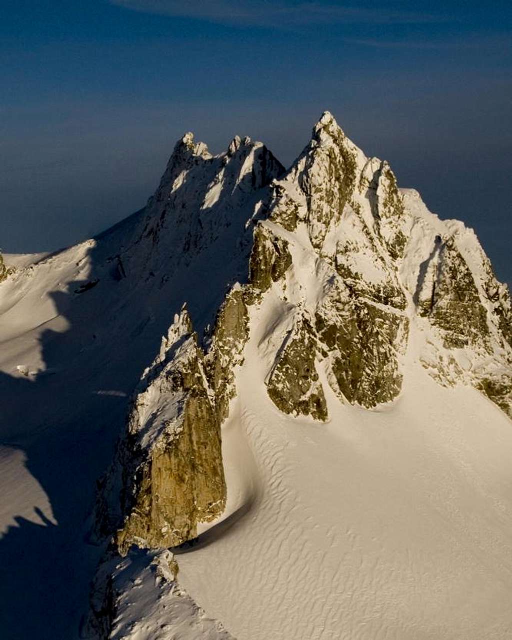 Winter light on Dome Peak, west side (aerial photography)