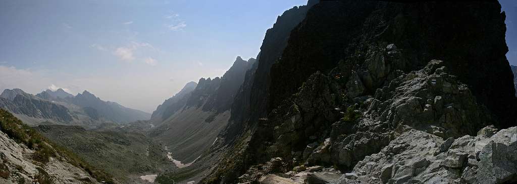 Looking South into Velka Studena Dolina, from the pass of Prielom in Slovak Tatras