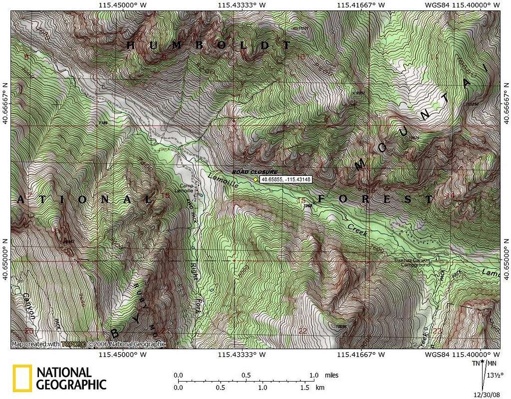 Lamoille Canyon Road closure point