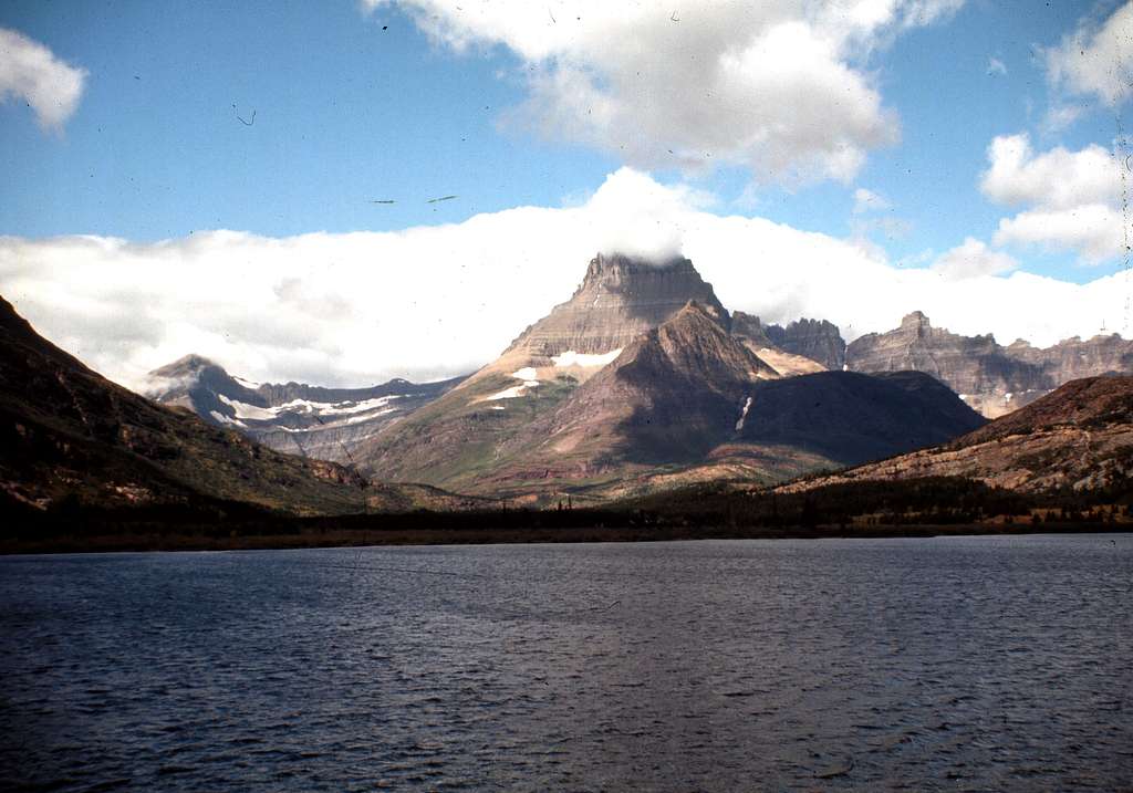MOUNT WILBUR (9303') OVER SWIFTCURRENT LAKE (WIDEANGLE)-GLACIER NP-MT (1968)