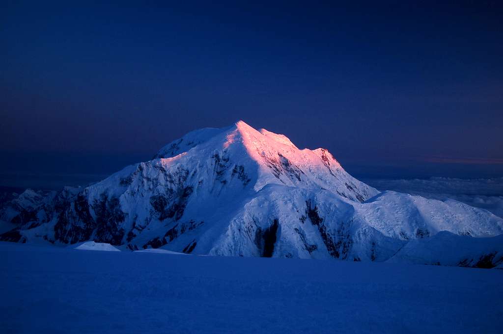 Alpenglow on Mt Foraker from 14k