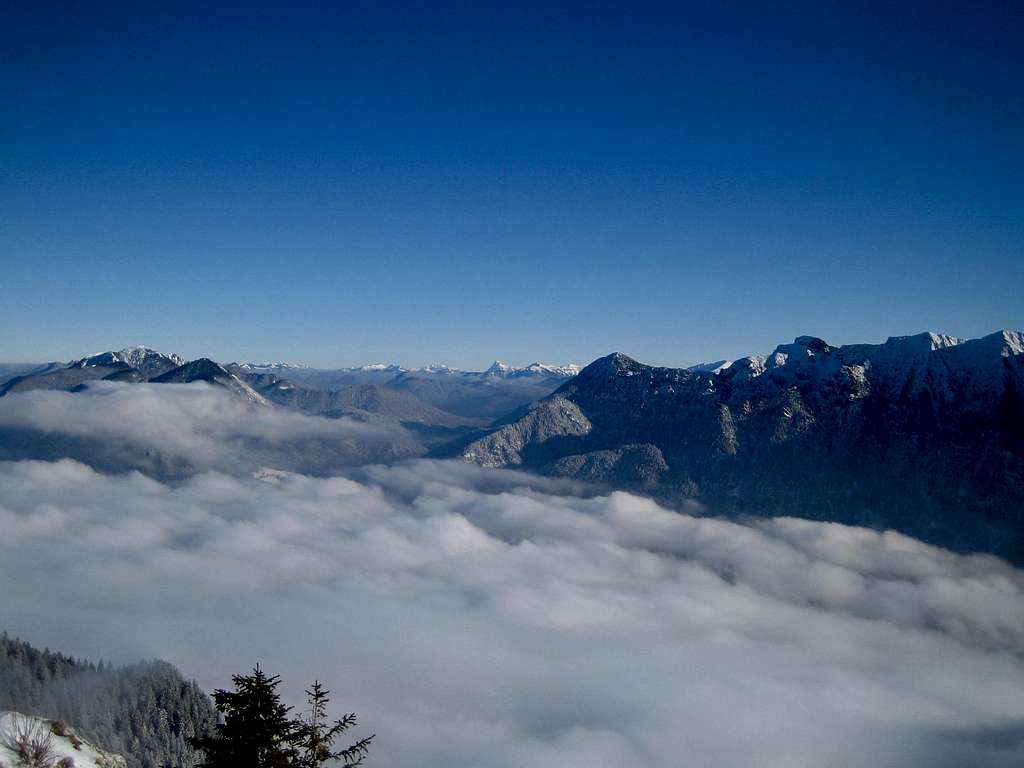 View to Wetterstein and Ammergauer Alps