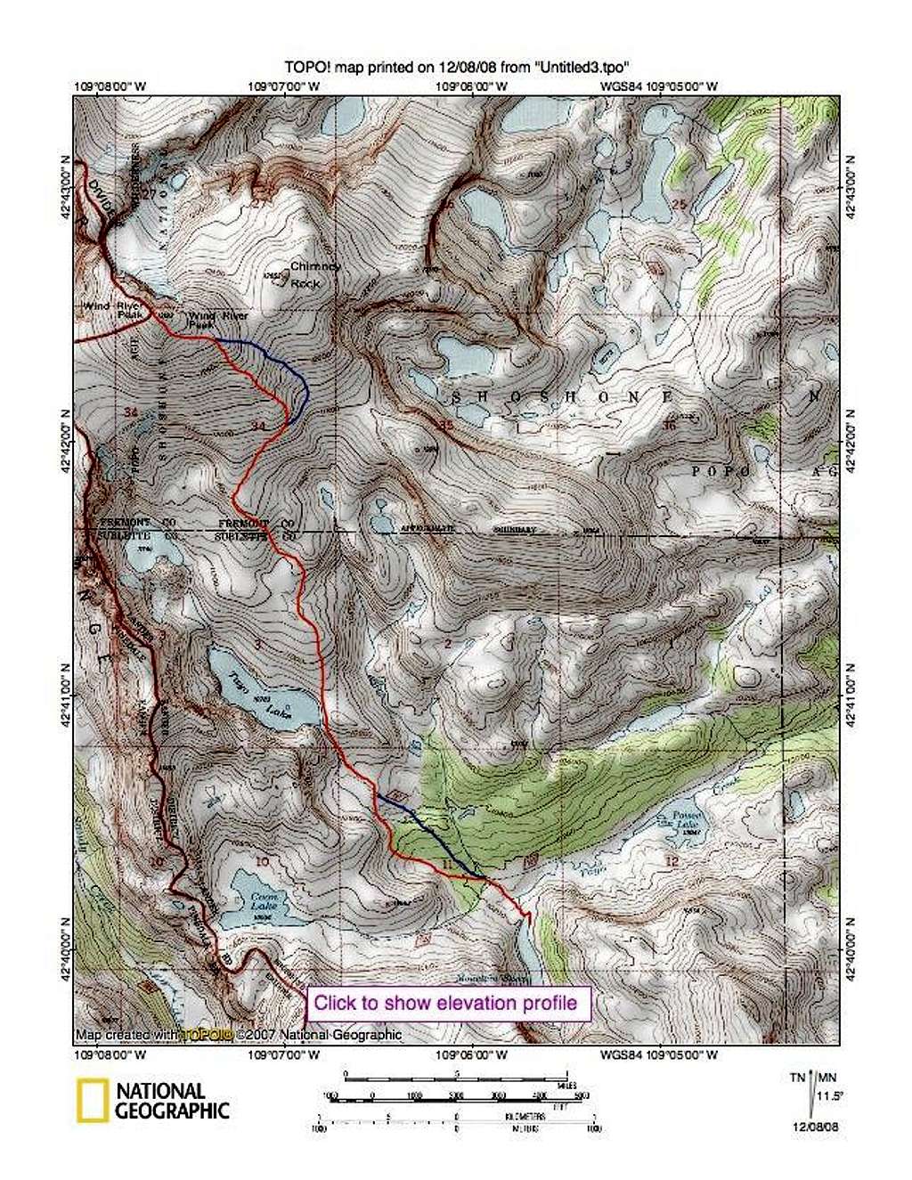 Our route on Wind River Peak