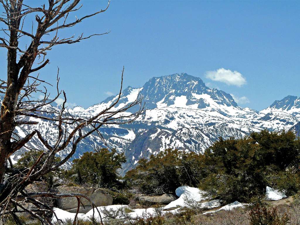 Mt. Ritter and Banner Peak appear as one from Reversed Peak
