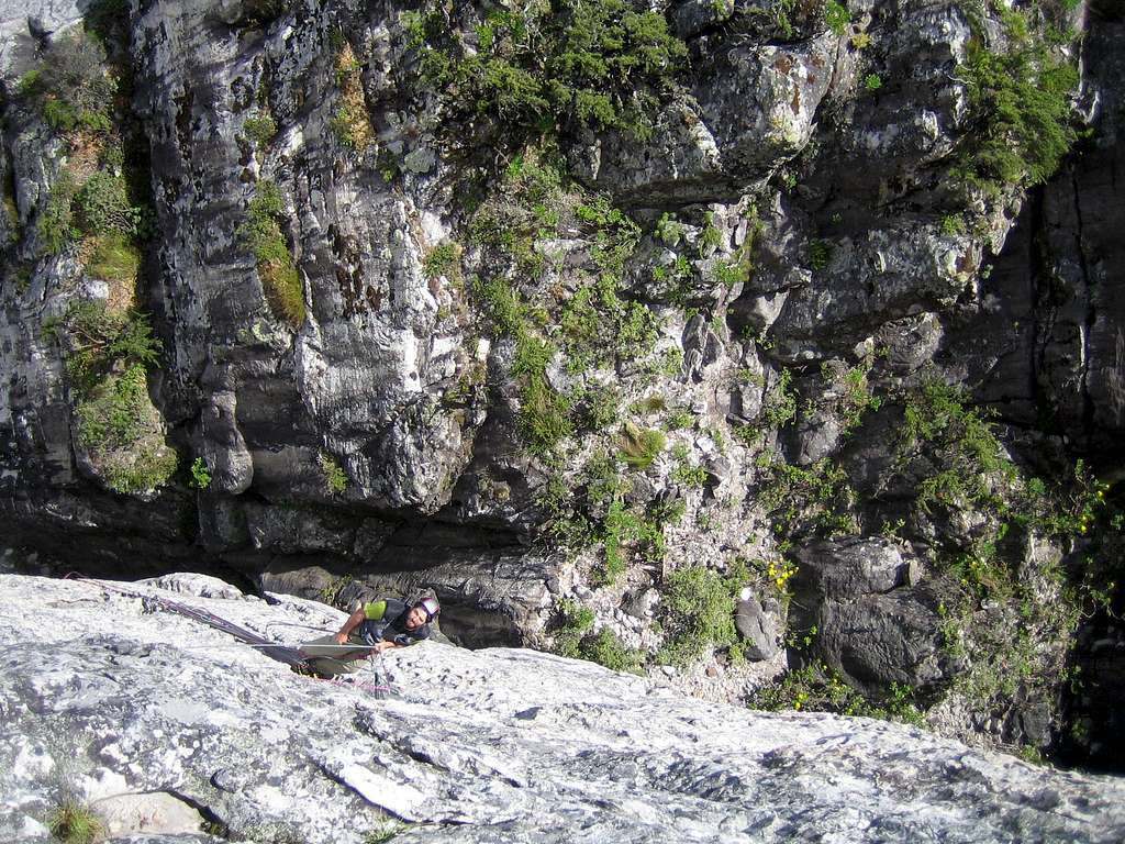 Belay after the 2nd pitch