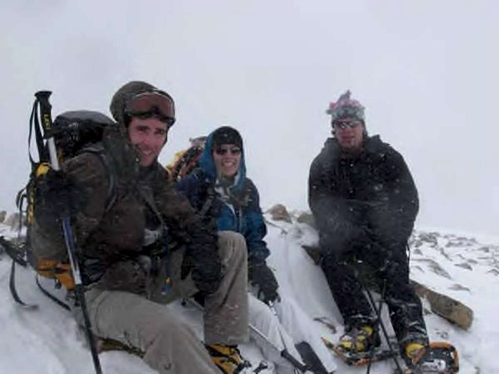 On the summit in a winter storm
