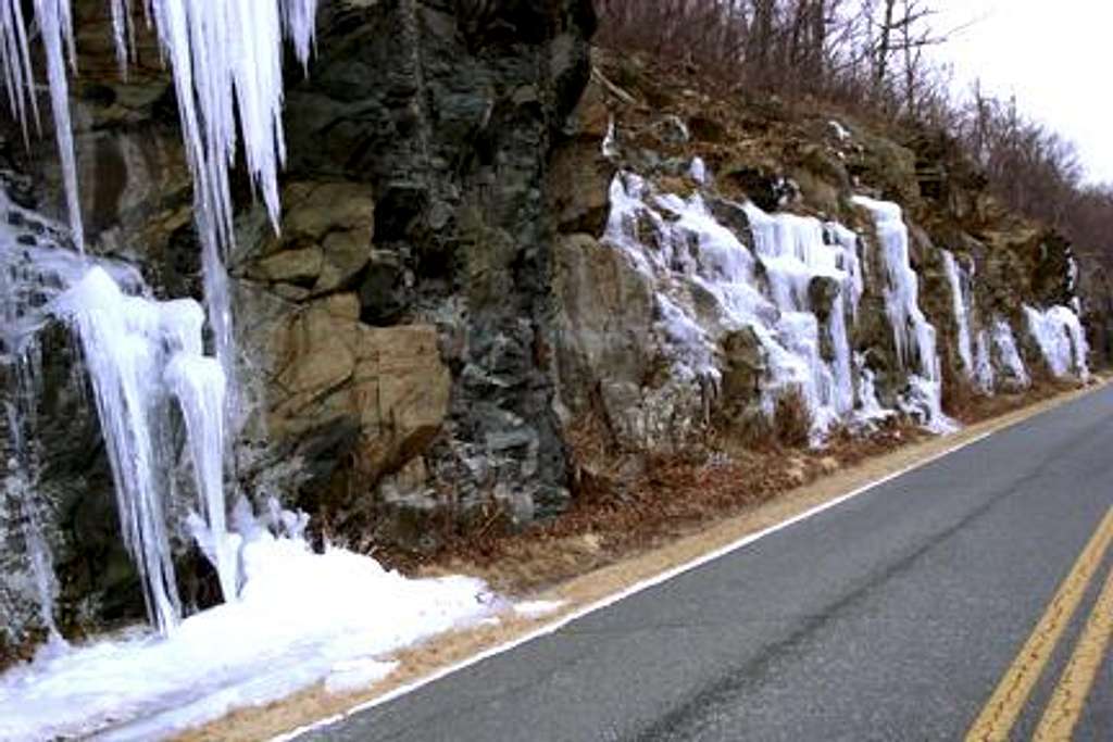 Icicles along the road