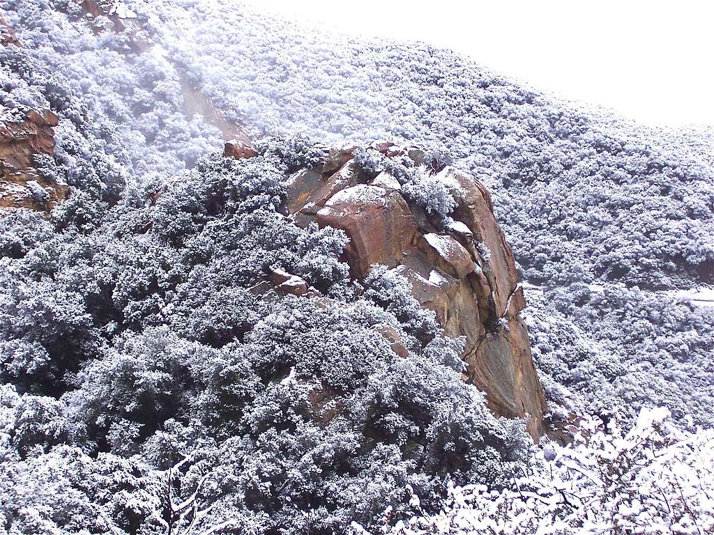West Face of Gibraltar Rock in snow