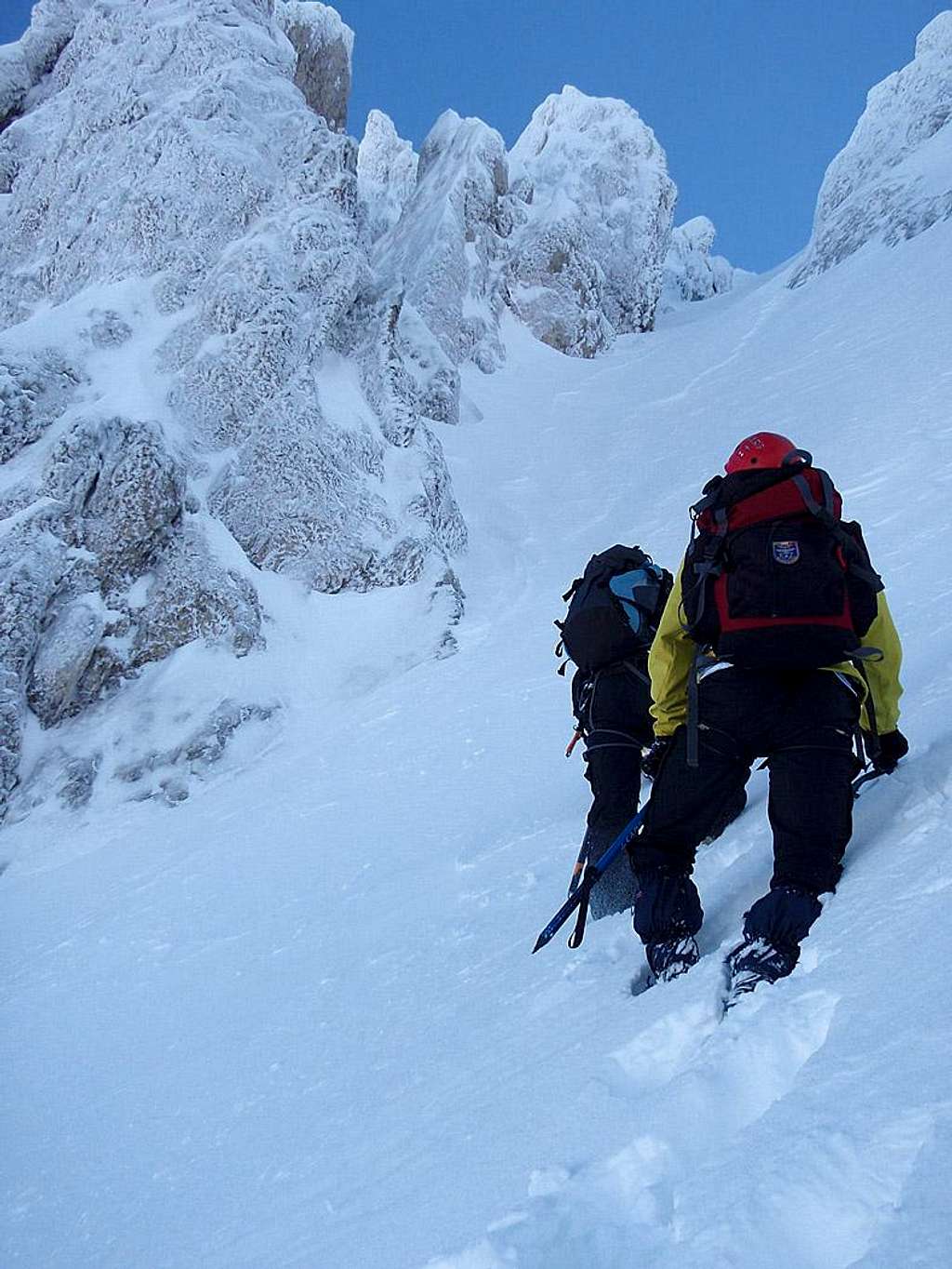 At the bottom of the couloir