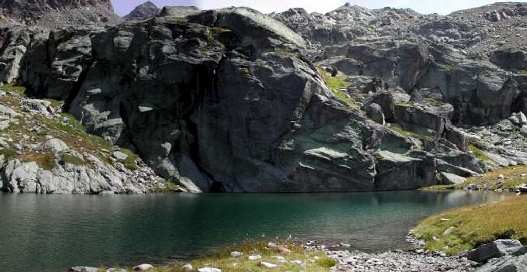 One of the two basins forming Lago Verde of the Rutor