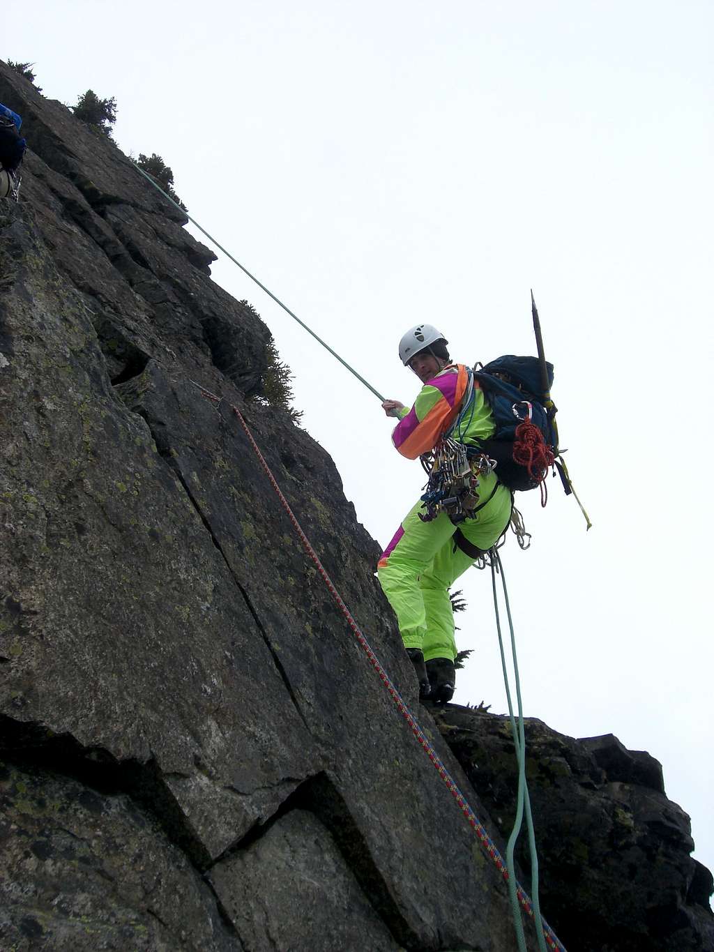rappelling off the south face