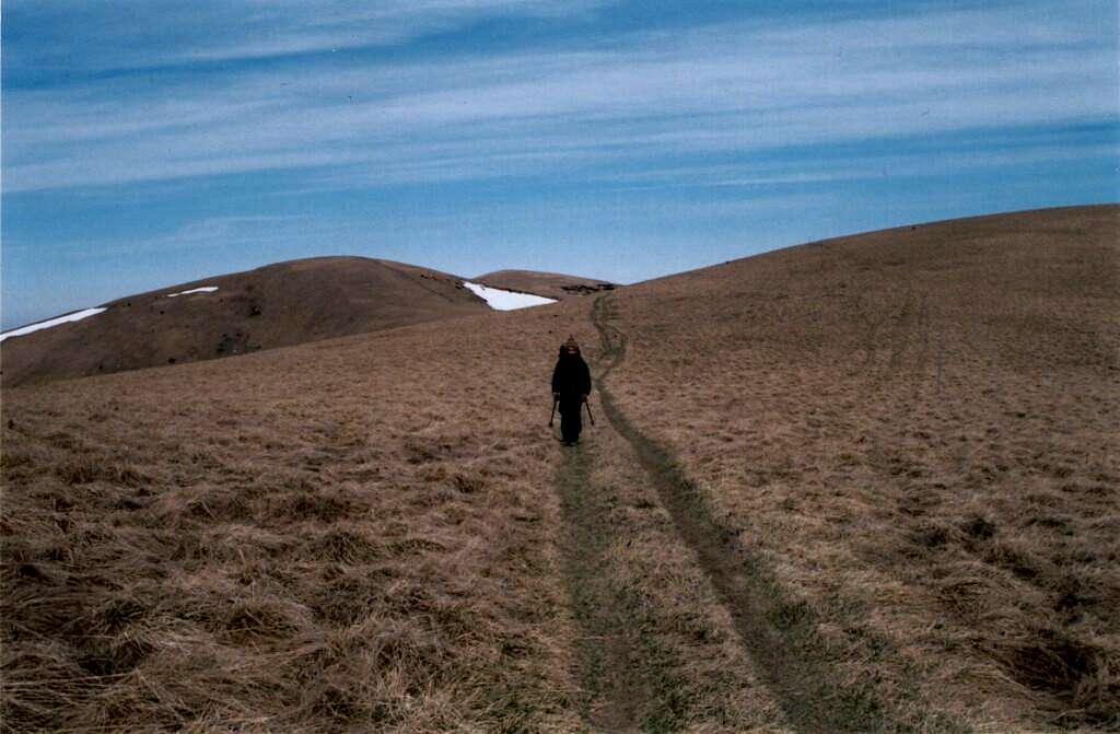 Me crossing the desertic grassy immensities of the Veľká Fatra :)