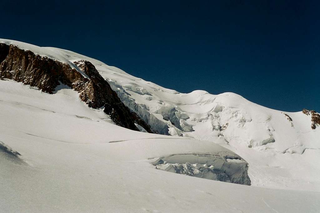 Bossesridge to Mont Blanc, watched from the beginning of Éperon Gousseault