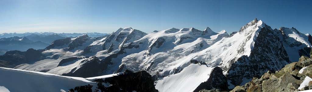 Piz Palü and Piz Bernina from the summit of Piz Morteratsch