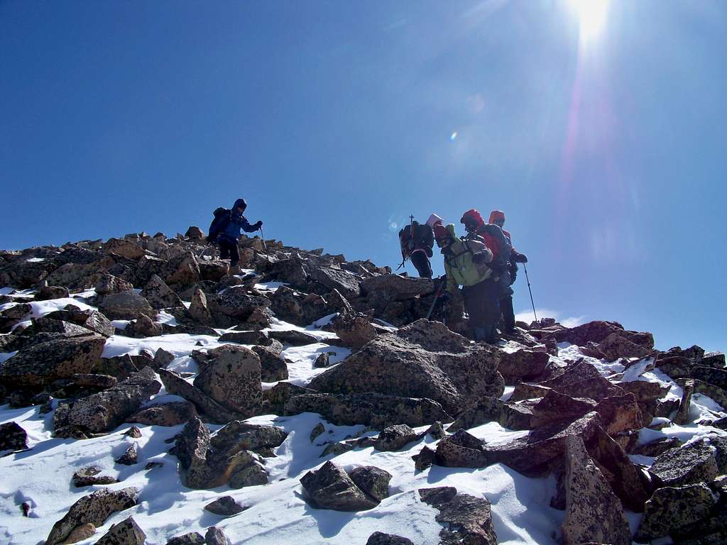 Descent from the summit ridge of Mount Guyot