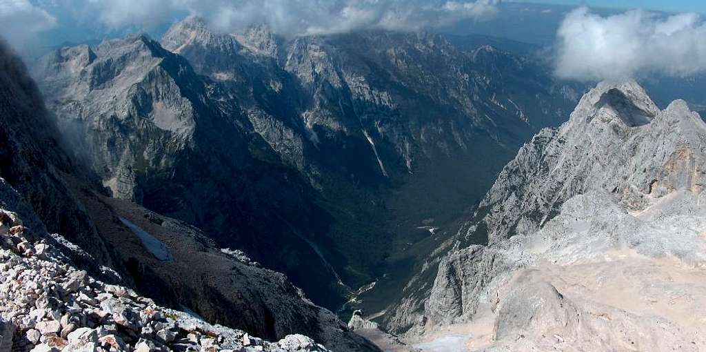 From the Triglav ridge, looking down into the north valley