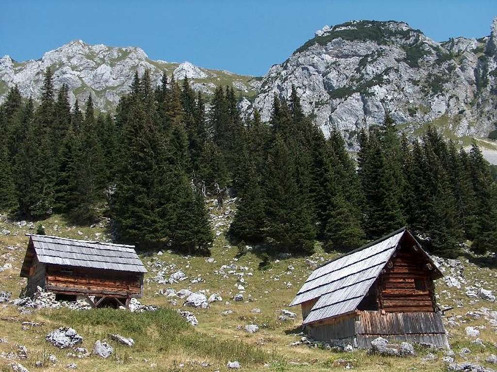 Beautiful tradionnal wooden huts in Planina v Lazu