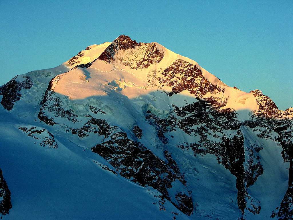 Piz Bernina 4049m and Bianco ridge