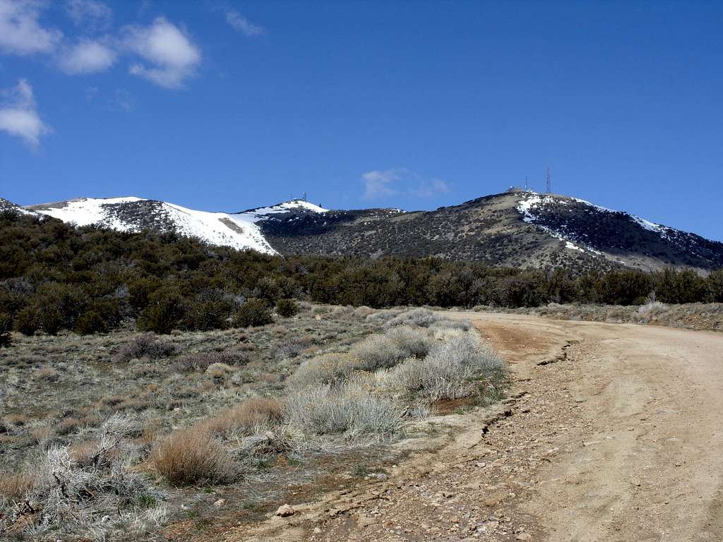 View of both summits from Peavine Road