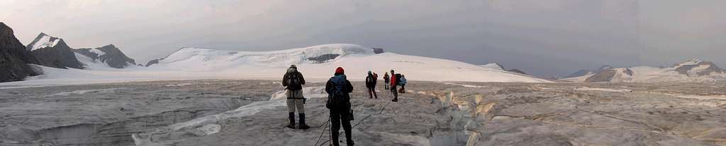 Panorama - Taking a picture break on the Wapta Icefield