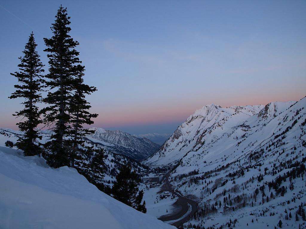 Looking down Little Cottonwood Canyon at dawn