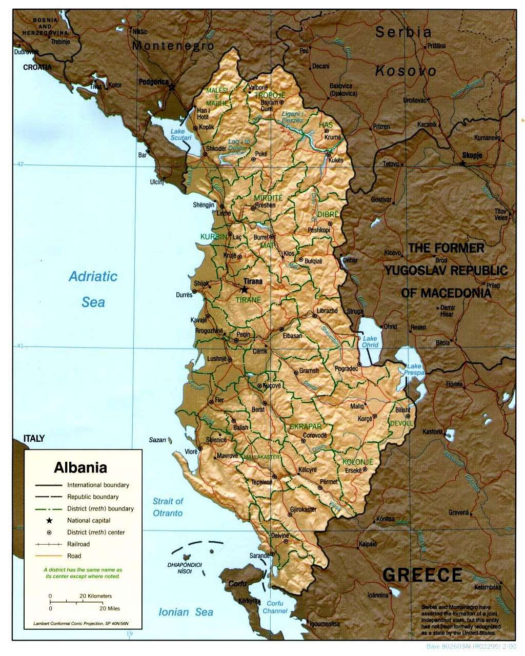 Map of Albania by Districts
