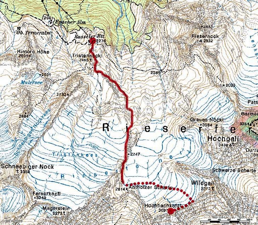 Map Hochflachkofel / Cima di Pianalto