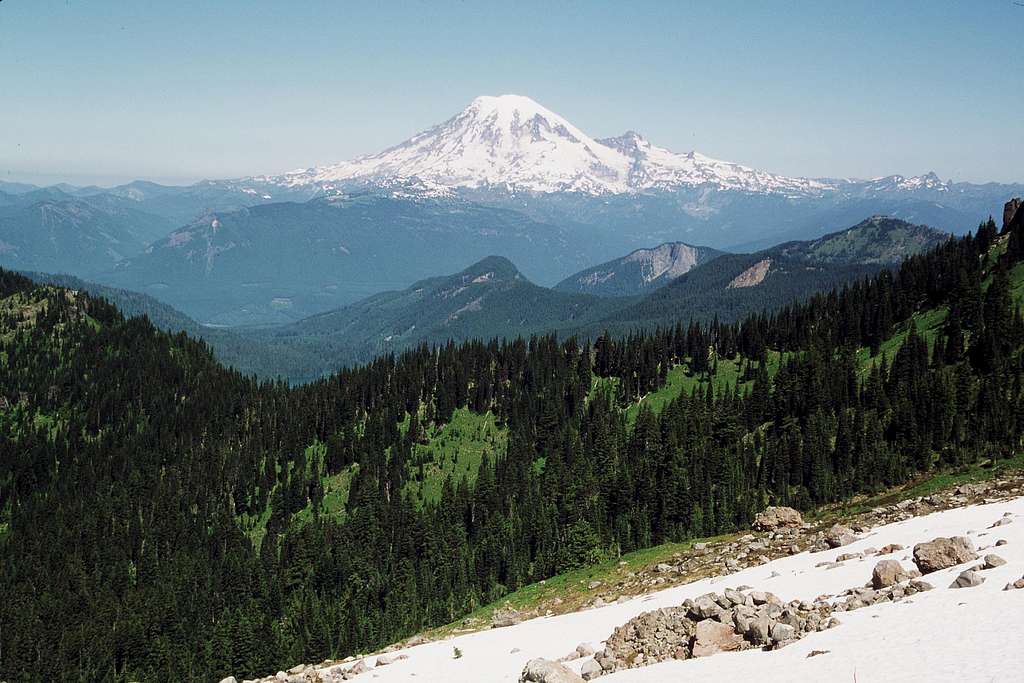 Looking over to Mt. Rainier from Lily Basin Trail