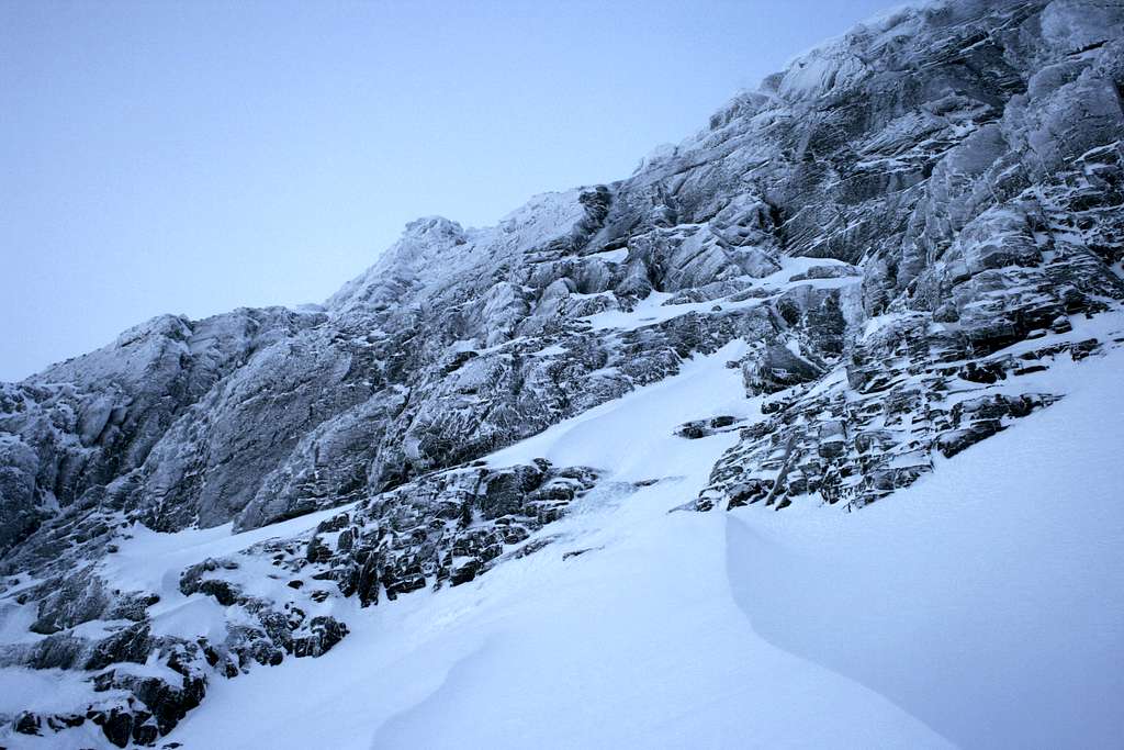 Looking up the Aphrodite route on Ben Nevis's