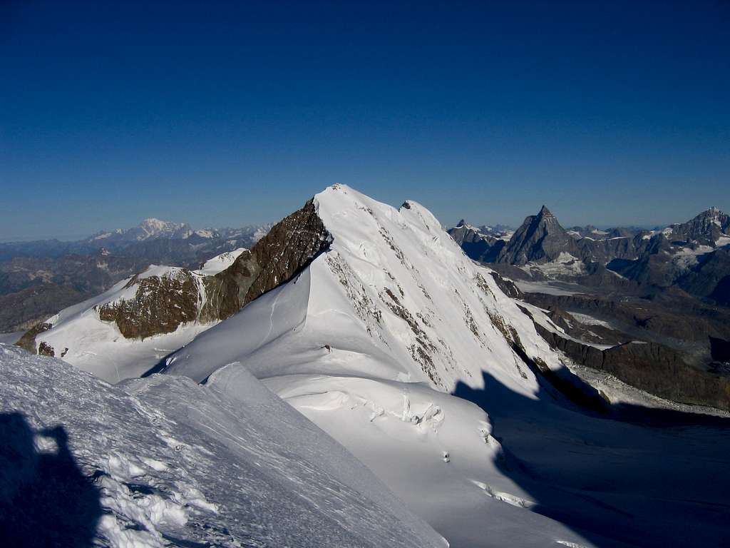 Mt. Blanc, Lyskamm & Matterhorn from Parrotspitze