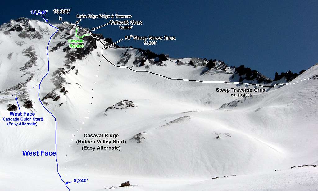 West Face Route of Mt Shasta