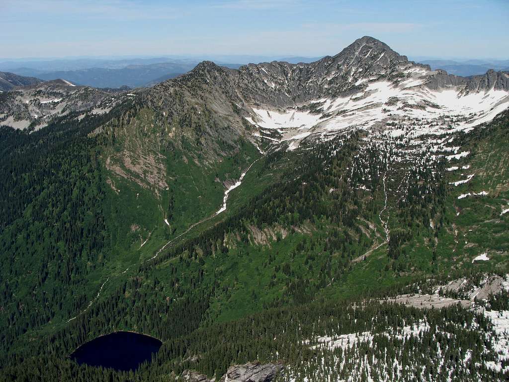 Elephant Peak and St. Paul Lake from the top of St. Paul peak