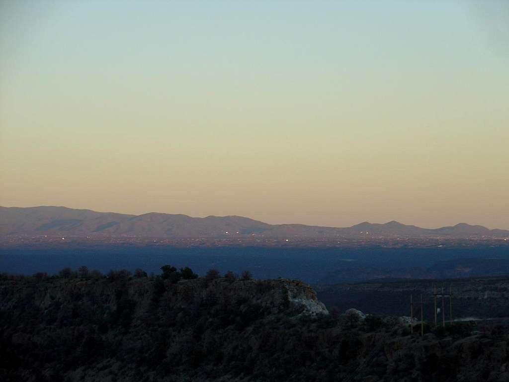Mountains above Santa Fe from Otowi Mesa