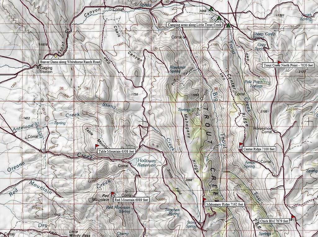 Map of North Trout Creek Range