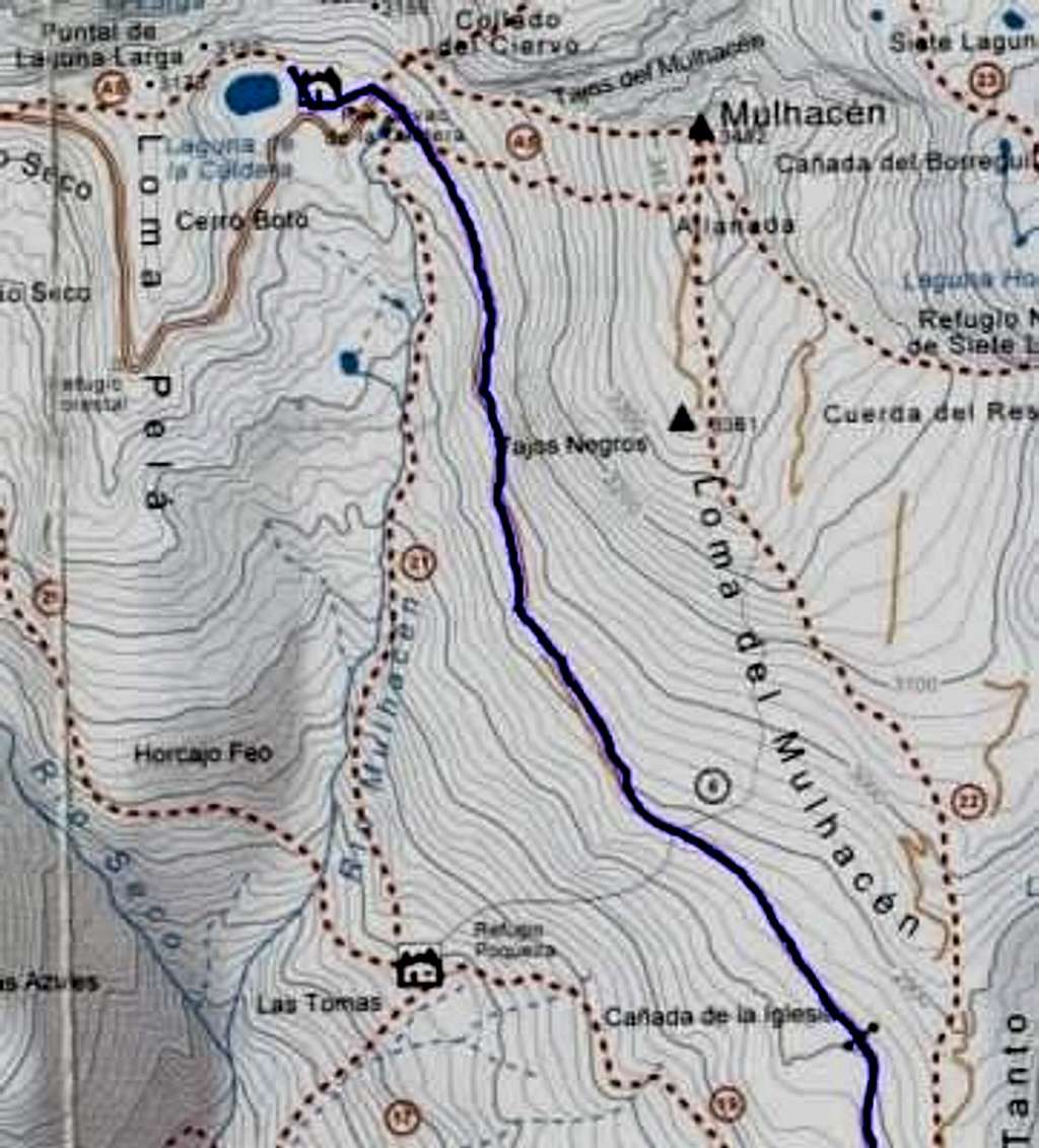 map for the trail towards the...